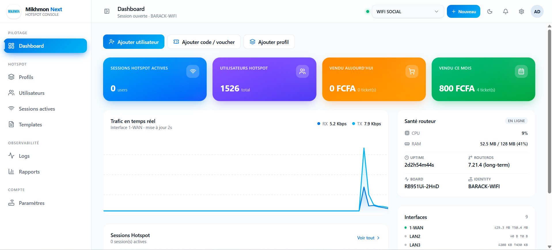 Mikhmon Next dashboard
